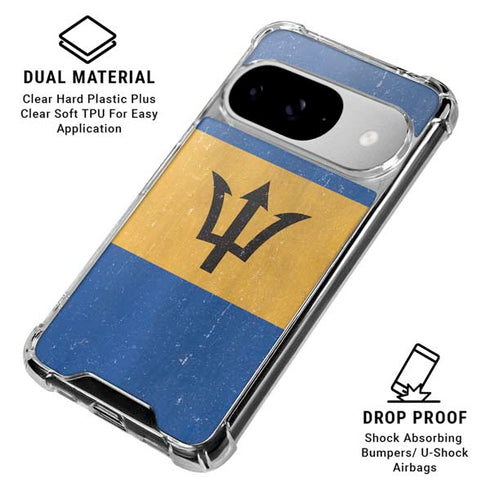 Barbados Flag Distressed Google Pixel 10 Clear Case